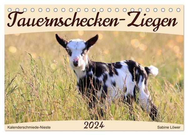 Tauernschecken-Ziegen (Tischkalender 2024 DIN A5 quer), CALVENDO Monatskalender