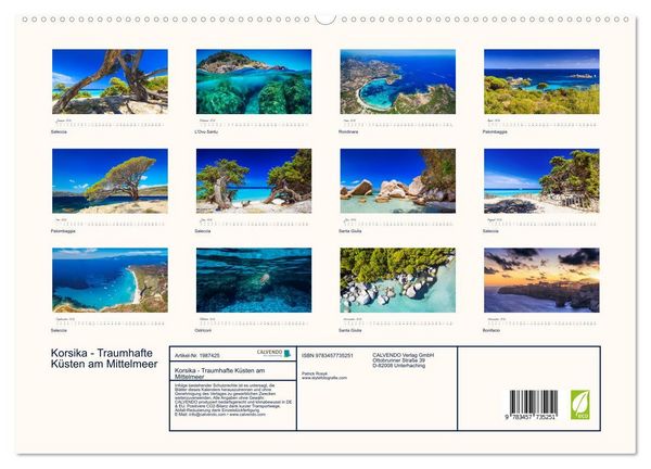 Produktbild: Korsika - Traumhafte K&uuml;sten am Mittelmeer (hochwertiger Premium Wandkalender 2026 DIN A2 quer), Kunstdruck in Hochglanz