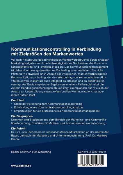 Produktbild: Kommunikationscontrolling in Verbindung mit Zielgr&ouml;&szlig;en des Markenwertes