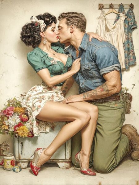 Produktbild: CALVENDO Puzzle Oh lala, ein K&uuml;sschen im Flur | 1000 Teile Lege-Gr&ouml;&szlig;e 64x48cm Foto-Puzzle f&uuml;r gl&uuml;ckliche Stunden