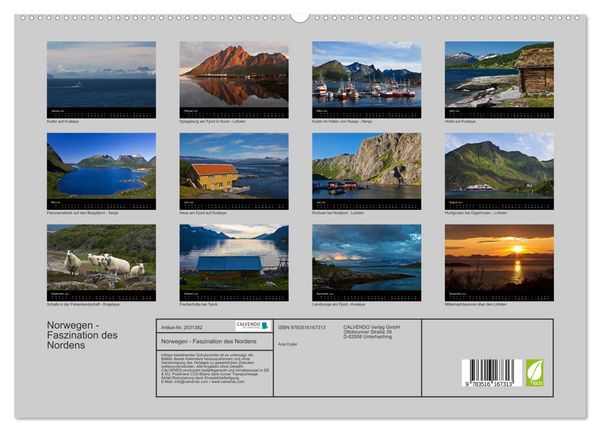 Produktbild: Norwegen - Faszination des Nordens (hochwertiger Premium Wandkalender 2026 DIN A2 quer), Kunstdruck in Hochglanz