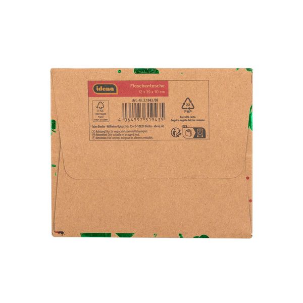 Produktbild: Idena Flaschentasche Kleeblatt & Marienk&auml;fer Kraftpapier 12x39x10cm 140g/m&sup2; Hei&szlig;pr&auml;gung
