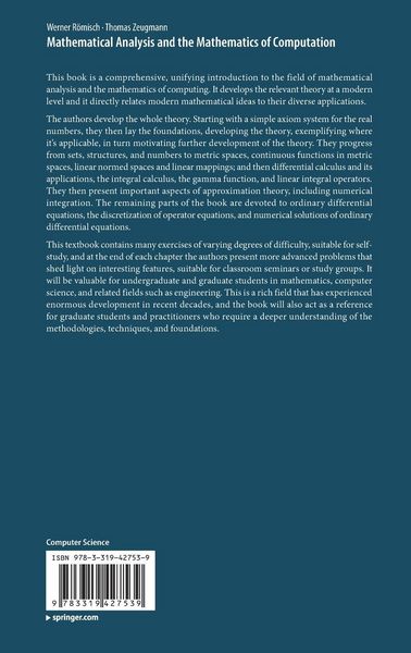 Produktbild: Mathematical Analysis and the Mathematics of Computation