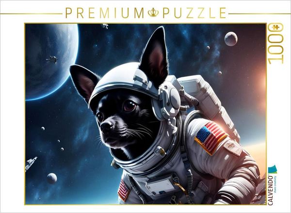 Produktbild: CALVENDO Puzzle Chihuahua Raumfahrer schwebend im Weltraum | 1000 Teile Lege-Gr&ouml;&szlig;e 64x48cm Foto-Puzzle f&uuml;r gl&uuml;ckliche Stunden