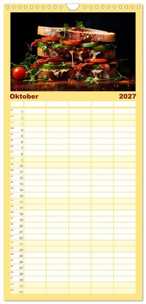 Produktbild: Familienplaner 2027 - Fastfood &Auml;sthetik mit 5 Spalten (Wandkalender, 21 x 45 cm) CALVENDO