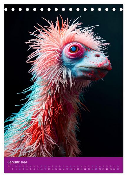 Produktbild: Neon-Evolution - Fluoreszierende Fantasietiere der KI-Welt (Tischkalender 2026 DIN A5 hoch), CALVENDO Monatskalender