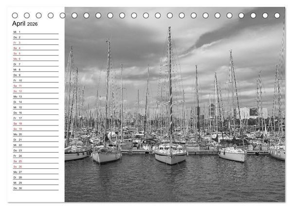 Produktbild: Barcelona Schwarz / Wei&szlig; Impressionen (Tischkalender 2026 DIN A5 quer), CALVENDO Monatskalender
