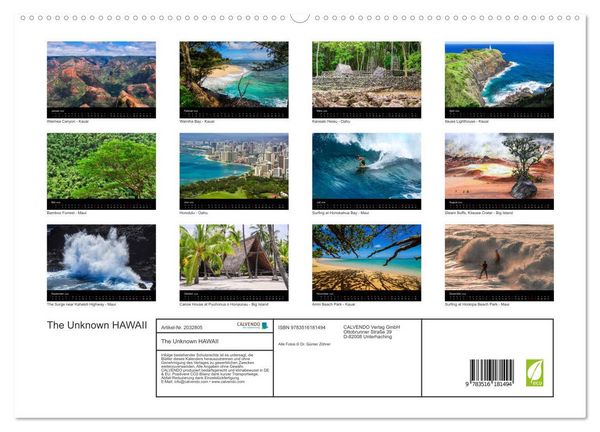 Produktbild: The Unknown HAWAII (hochwertiger Premium Wandkalender 2026 DIN A2 quer), Kunstdruck in Hochglanz