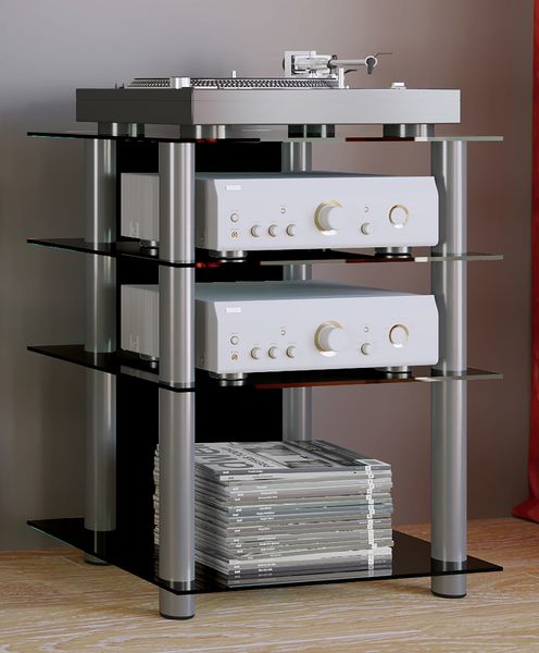 Produktbild: Hifi M&ouml;bel Rack Alu Glas Phono Mediaregal Bilus