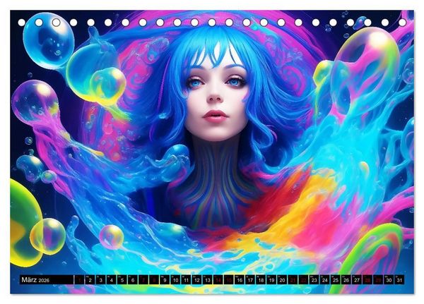 Produktbild: Psychedelische Ladies (Tischkalender 2026 DIN A5 quer), CALVENDO Monatskalender