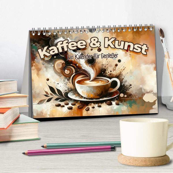Produktbild: Kaffee & Kunst: Ein Kalender f&uuml;r Genie&szlig;er (Tischkalender 2026 DIN A5 quer), CALVENDO Monatskalender