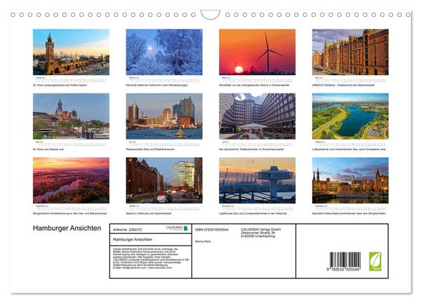 Produktbild: Hamburger Ansichten (Wandkalender 2026 DIN A3 quer), CALVENDO Monatskalender