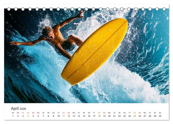 Produktbild: Surfen - Ride the Wave (Tischkalender 2026 DIN A5 quer), CALVENDO Monatskalender