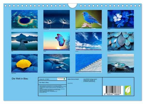 Produktbild: Die Welt in Blau (Wandkalender 2026 DIN A4 quer), CALVENDO Monatskalender