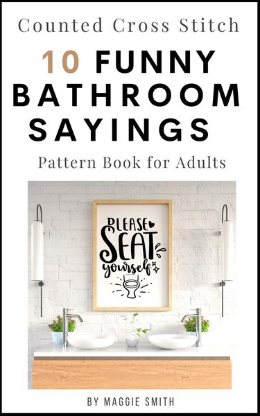 Produktbild: Funny Bathroom Sayings Counted Cross Stitch Pattern Book (Funny Cross Stitch Signage)