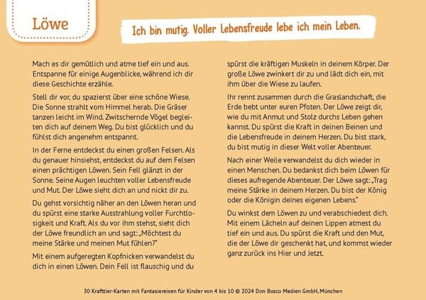 30 Krafttier-Karten mit Fantasiereisen für Kinder von 4 bis 10