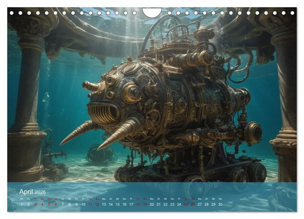 Produktbild: Steampunk - Unterwasser Roboter (Wandkalender 2026 DIN A4 quer), CALVENDO Monatskalender
