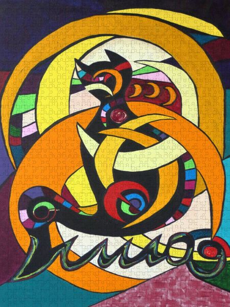 Produktbild: CALVENDO Puzzle Luna-K&auml;tz-Dreams, Petra Kolossa, Acryl auf Leinwand, 70x50, 2014 | 1000 Teile Lege-Gr&ouml;&szlig;e 64x48cm Foto-Puzzle f&uuml;r gl&uuml;ckliche Stunden