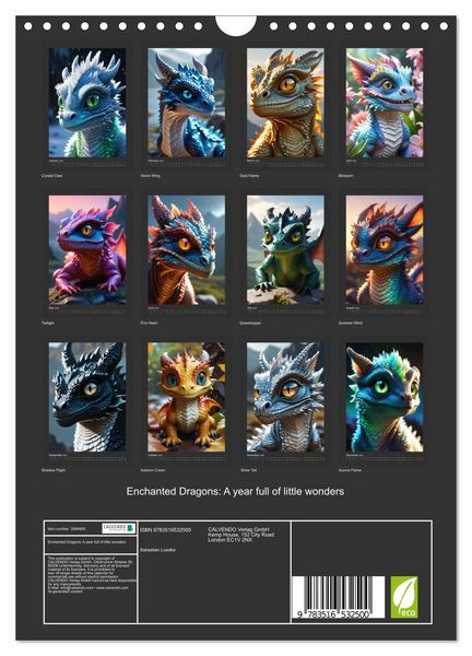Produktbild: Enchanted Dragons: A year full of little wonders (Wall Calendar 2026 DIN A4 portrait), CALVENDO 12 Month Wall Calendar