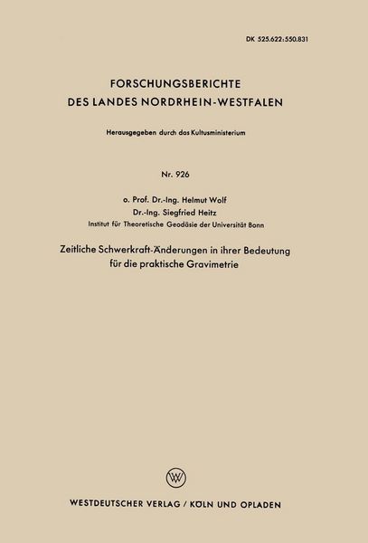 Produktbild: Zeitliche Schwerkraft-&Auml;nderungen in ihrer Bedeutung f&uuml;r die praktische Gravimetrie