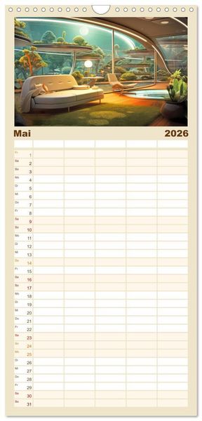 Produktbild: Familienplaner 2026 - Futuristische moderne Behausungen mit 5 Spalten (Wandkalender, 21 x 45 cm) CALVENDO