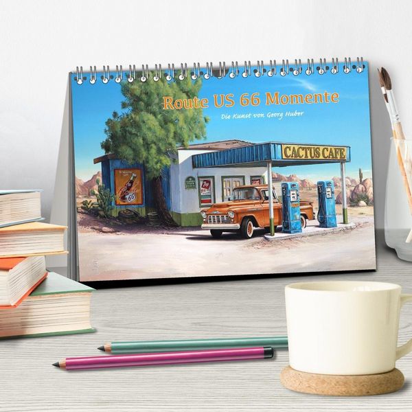 Produktbild: Route US 66 Momente Gem&auml;lde von Georg Huber (Tischkalender 2027 DIN A5 quer), CALVENDO Monatskalender