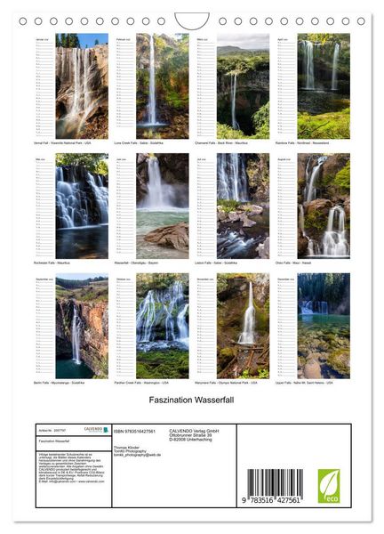 Produktbild: Faszination Wasserfall (Wandkalender 2026 DIN A4 hoch), CALVENDO Monatskalender