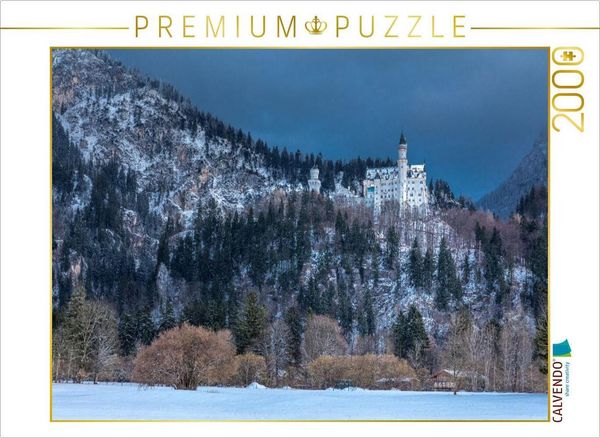 CALVENDO Puzzle Winterstimmung am Schloss Neuschwanstein bei Hohenschwangau | 2000 Teile Lege-Größe 90 × 67 cm Foto-Puzzle für glückliche Stunden