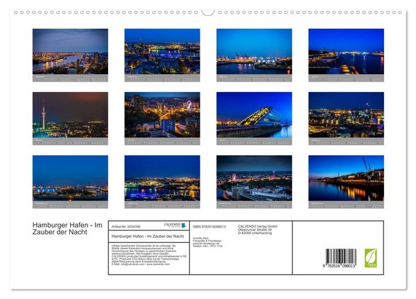 Produktbild: Hamburger Hafen - Im Zauber der Nacht (hochwertiger Premium Wandkalender 2026 DIN A2 quer), Kunstdruck in Hochglanz