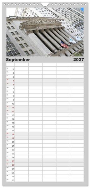 Produktbild: Familienplaner 2027 - New York City mit 5 Spalten (Wandkalender, 21 x 45 cm) CALVENDO