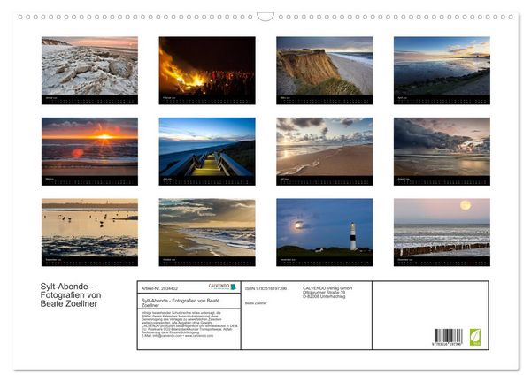Produktbild: Sylt-Abende - Fotografien von Beate Zoellner (Wandkalender 2026 DIN A2 quer), CALVENDO Monatskalender