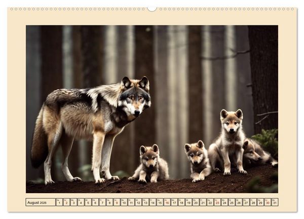 Produktbild: Ein Jahr unter W&ouml;lfen (hochwertiger Premium Wandkalender 2026 DIN A2 quer), Kunstdruck in Hochglanz