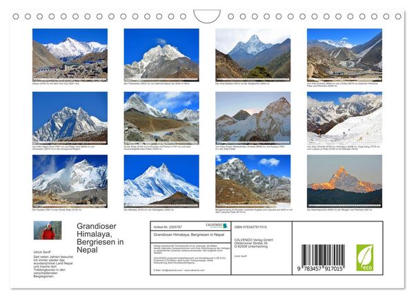 Produktbild: Grandioser Himalaya, Bergriesen in Nepal (Wandkalender 2026 DIN A4 quer), CALVENDO Monatskalender
