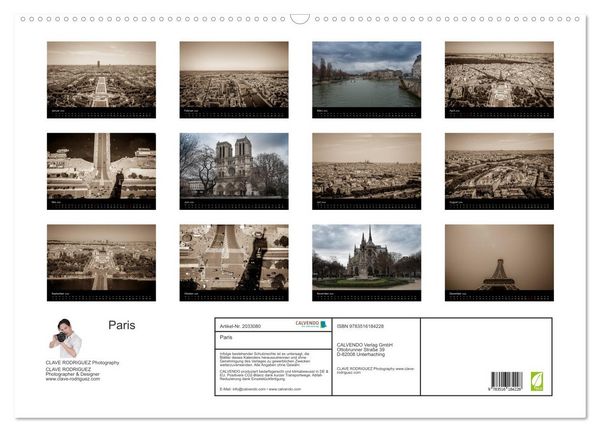 Produktbild: Paris (Wandkalender 2026 DIN A2 quer), CALVENDO Monatskalender