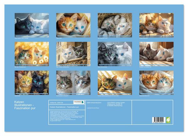 Produktbild: Katzen Illustrationen - Faszination pur (Wandkalender 2026 DIN A2 quer), CALVENDO Monatskalender