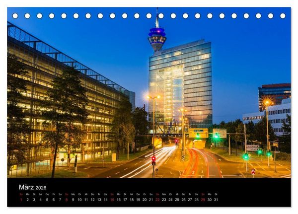 Produktbild: D&uuml;sseldorf bei Nacht (Tischkalender 2026 DIN A5 quer), CALVENDO Monatskalender