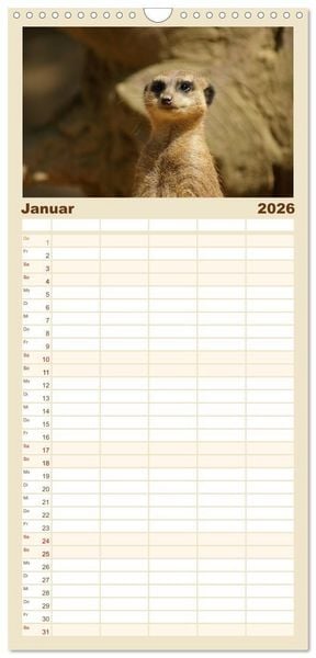 Produktbild: Familienplaner 2026 - Erdm&auml;nnchen: Zusammen sind wir stark mit 5 Spalten (Wandkalender, 21 x 45 cm) CALVENDO