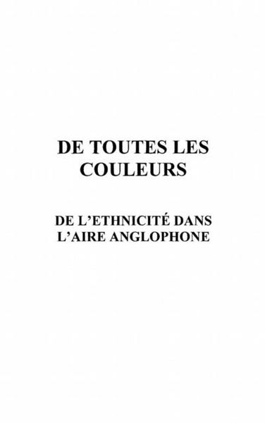 Produktbild: De toutes les couleurs de l'ethnicite