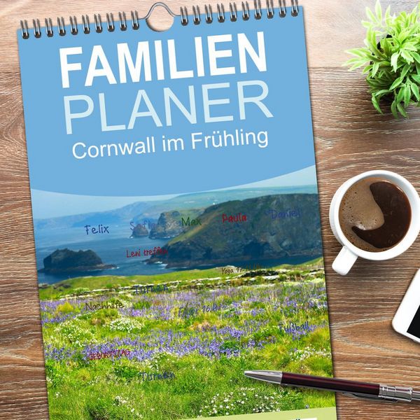 Produktbild: Familienplaner 2026 - Cornwall im Fr&uuml;hling mit 5 Spalten (Wandkalender, 21 x 45 cm) CALVENDO