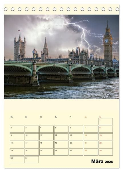 Produktbild: Metropolen im Gewitter (Tischkalender 2026 DIN A5 hoch), CALVENDO Monatskalender