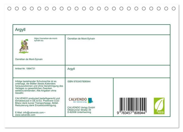Produktbild: Argyll (Tischkalender 2026 DIN A5 quer), CALVENDO Monatskalender
