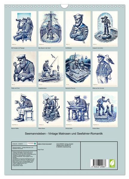 Produktbild: Seemannsleben - Vintage Matrosen und Seefahrer-Romantik (Wandkalender 2026 DIN A3 hoch), CALVENDO Monatskalender