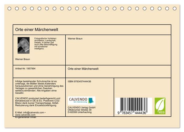 Produktbild: Orte einer M&auml;rchenwelt (Tischkalender 2026 DIN A5 quer), CALVENDO Monatskalender