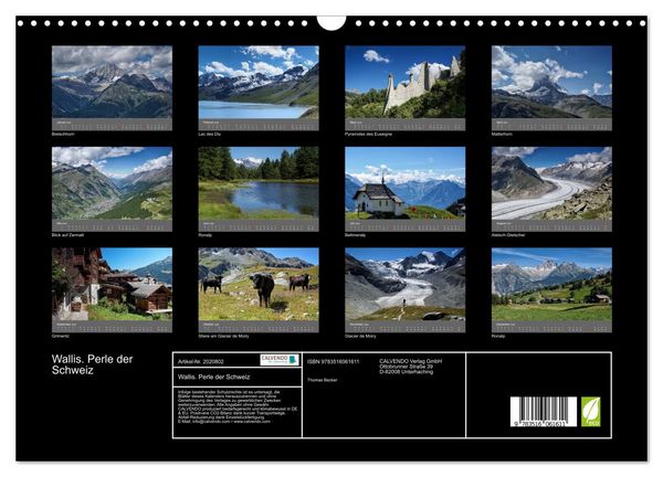 Produktbild: Wallis. Perle der Schweiz (Wandkalender 2026 DIN A3 quer), CALVENDO Monatskalender