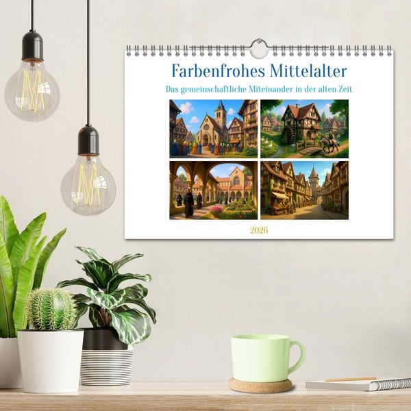 Produktbild: Farbenfrohes Mittelalter (Wandkalender 2026 DIN A4 quer), CALVENDO Monatskalender