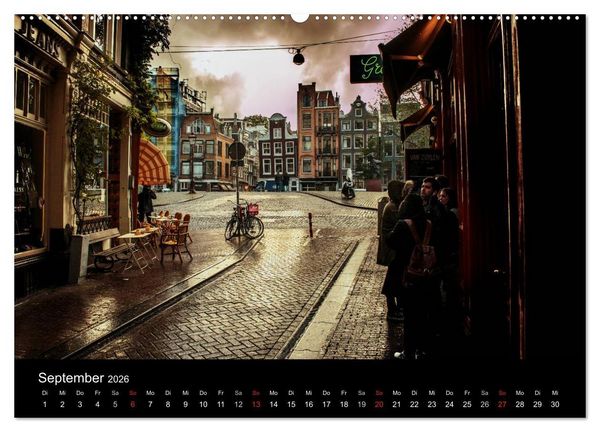 Produktbild: psychadelic Amsterdam - Stadtansichten zwischen Tag und Traum (Wandkalender 2026 DIN A2 quer), CALVENDO Monatskalender