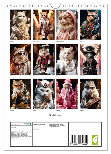 Produktbild: Stylish cats (Wall Calendar 2026 DIN A4 portrait), CALVENDO 12 Month Wall Calendar