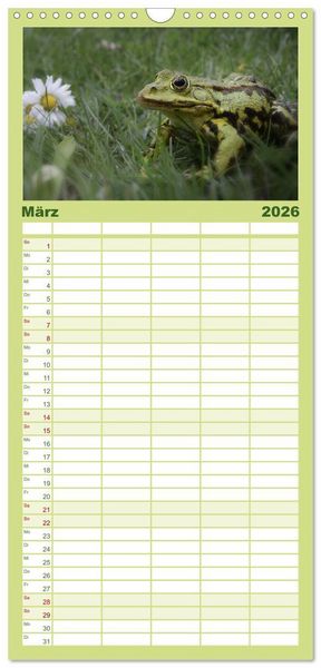 Produktbild: Familienplaner 2026 - Gl&uuml;ckliche Fr&ouml;sche mit 5 Spalten (Wandkalender, 21 x 45 cm) CALVENDO
