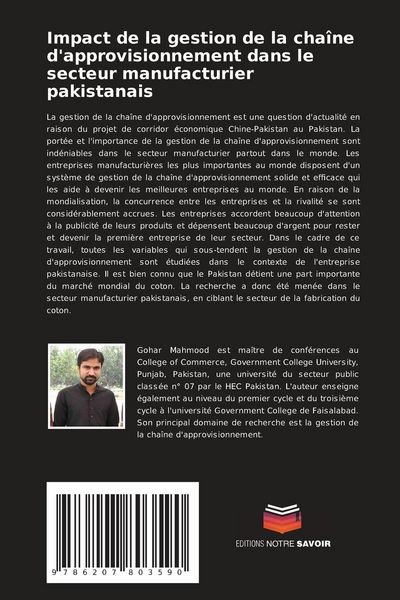 Produktbild: Impact de la gestion de la cha&icirc;ne d'approvisionnement dans le secteur manufacturier pakistanais