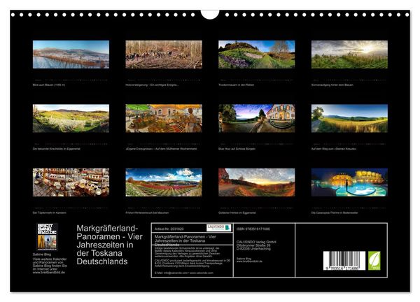 Produktbild: Markgr&auml;flerland-Panoramen - Vier Jahreszeiten in der Toskana Deutschlands (Wandkalender 2026 DIN A3 quer), CALVENDO Monatskalender